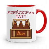 Kubek Czerwony Dla Taty Ojca Sześciopak Taty Z Nadrukiem Ze Zdjęciem