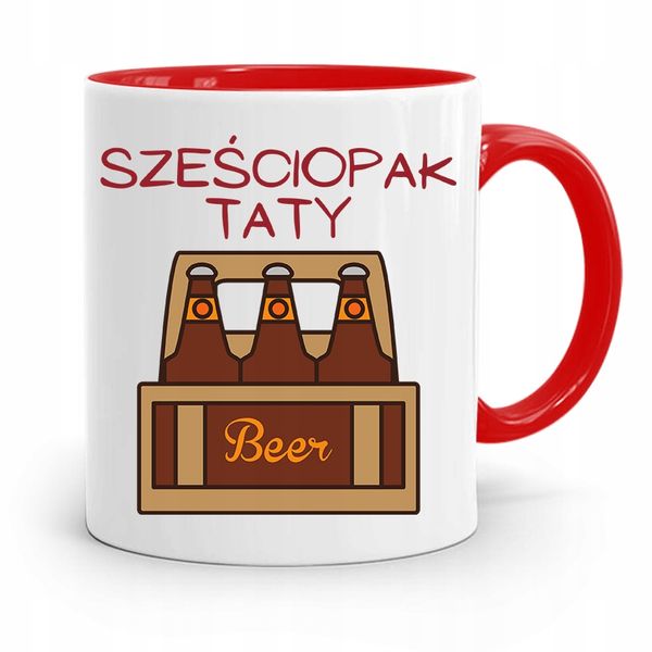 Kubek Czerwony Dla Taty Ojca Sześciopak Taty Z Nadrukiem Ze Zdjęciem zdjęcie 1