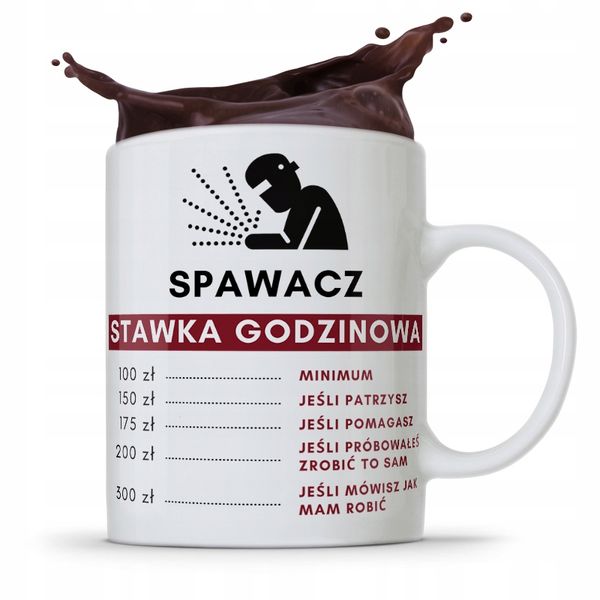 Kubek Prezent Dla Spawacza Stawka Godzinowa Z Nadrukiem Ze Zdjęciem zdjęcie 1
