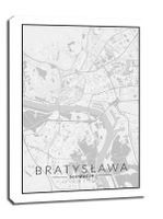 Bratysława mapa czarno biała - obraz na płótnie 90x120 cm
