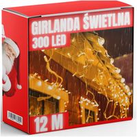 KURTYNA SOPLE 300 LED ZEWNĘTRZNE BIAŁE CIEPŁE CHOINKOWE lampki 8 trybów 12M