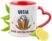 Dla Gosi Kubek Czerwony Z Uszkiem W Kształcie Serca Na Prezent Z Nadrukiem