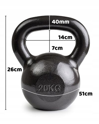 KETTLEBELL ODWAŻNIK DO ĆWICZEŃ KETTLE HANTLA HANTEL ŻELIWNY FITNESS 20KG na Arena.pl