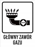 Główny zawór gazu 1 grawer piktogram 20x15cm dużo wzorów