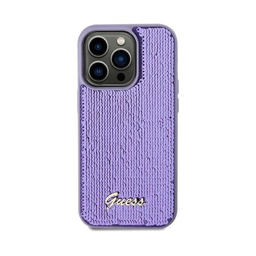 Guess Sequin Script Metal - Etui iPhone 14 Pro (fioletowy) na Arena.pl