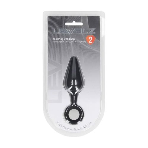 Silicone Anal Plug With Loop - M - Black na Arena.pl
