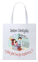 Dla Dentysty Stomatologa Torba Eco Biała Shopper Z Nadrukiem Ze Zdjęciem