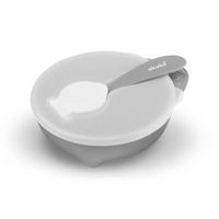 Akuku Miseczka z łyżeczką i pokrywką szara