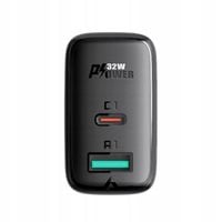 Ładowarka sieciowa USB-C USB 32W PPS PD QC 3.0 AFC FCP czarny