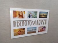 Multirama ramka na zdjęcia z napisem  RODZINA mdf 6 zdjęć