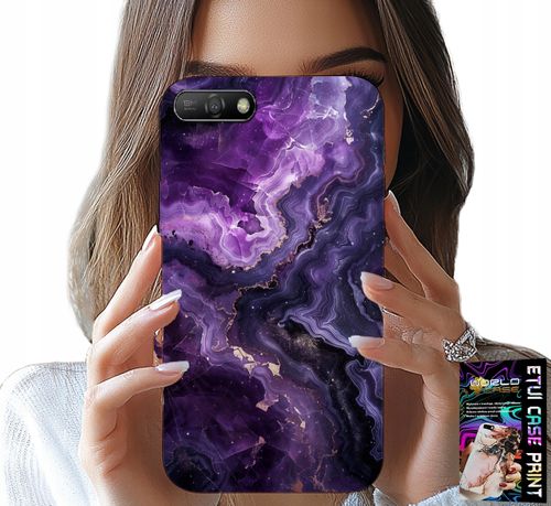 ETUI DO HUAWEI Y6 2018 - FIOLETOWY MARMUREK MODNE KOBIECE + SZKŁO na Arena.pl