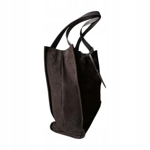 Czekoladowa zamszowa torebka shopper brązowa ZAMSZ NATURALNY Vera Pelle na Arena.pl