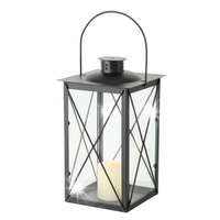 LAMPION NA ŚWIECĘ METALOWY SZKLANY SZARY ELEGANCKI KLASYCZNY FAROL 17X30 CM