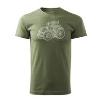 Koszulka z traktorem Claas dla rolnika męska khaki REGULAR S