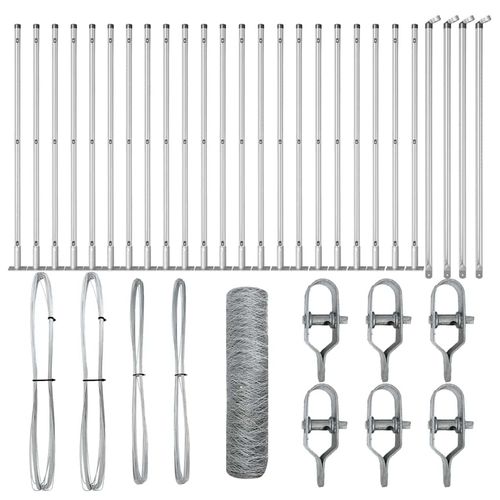 Ogrodzenie z słupkami Srebrny 0,5 x 50 m Stal pokryta PCV na Arena.pl