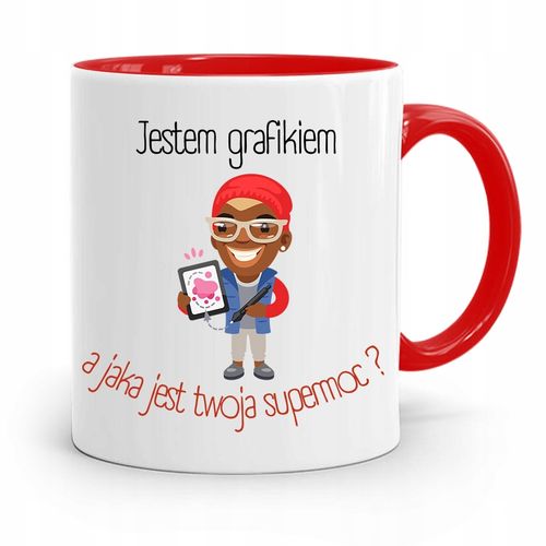 Kubek Czerwony Dla Grafika Jestem Grafikiem Z Nadrukiem Ze Zdjęciem na Arena.pl