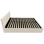 Łóżko z pojemnikiem 140x200 Quadro tapicerowane stelaż zagłówek krem