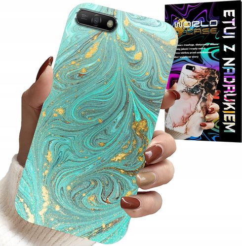ETUI DO HUAWEI Y6 2018 - MARMURKOWE WZORY + SZKŁO HARTOWANE na Arena.pl