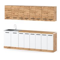 Kuchnia Vero Nowoczesna Duża Z Blatem 2.6m Pojemna Wotan Dąb Wotan Biała