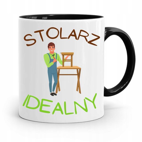 Kubek Czarny Prezent Dla Stolarza Stolarz Idealny Z Nadrukiem Ze Zdjęciem zdjęcie 1