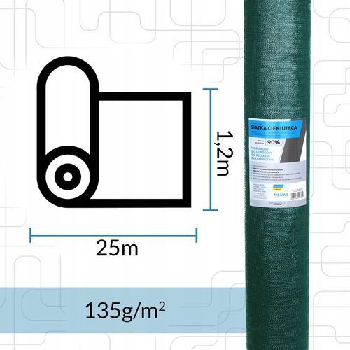 SIATKA CIENIUJĄCA 1,2x25m MASKUJĄCA 90% OSŁONA MATA NA OGRODZENIE PŁOT na Arena.pl