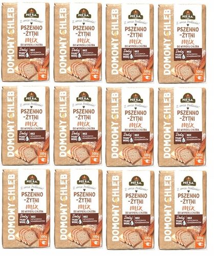 PZZ Mieszanka do wypieku chleba Pszenno-żytni Mix Zgrzewka 12 x 500g GOTOWA na Arena.pl