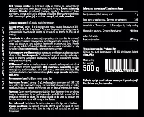 KFD PREMIUM CREATINE 500 G KREATYNA MONOHYDRAT ARBUZ na Arena.pl