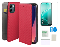 Etui z klapką do OPPO A6 4G/5G / A6X 4G/5G / A6S 4G/5G czerwony + folia TPU