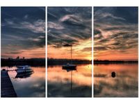 60 90CM OBRAZ 3 ELEM ZACHÓD SŁOŃCA JEZIOREM DRUK PŁÓTNO RAMA