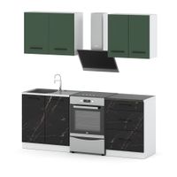 Kuchnia modułowa blat nowoczesna 2m biały butelkowa zieleń san sebastian