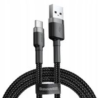BASEUS KEVLAR WZMOCNIONY KABEL W OPLOCIE DŁUGI 2A 2M 200cm USB TYPE C QC