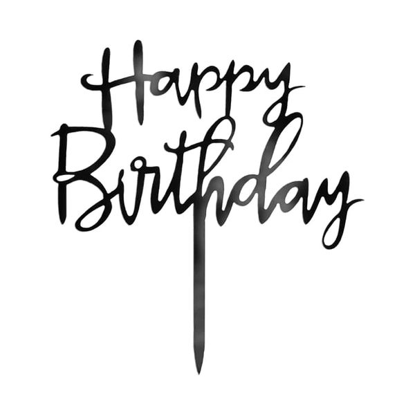 Topper na tort Happy Birthday, czarny zdjęcie 1