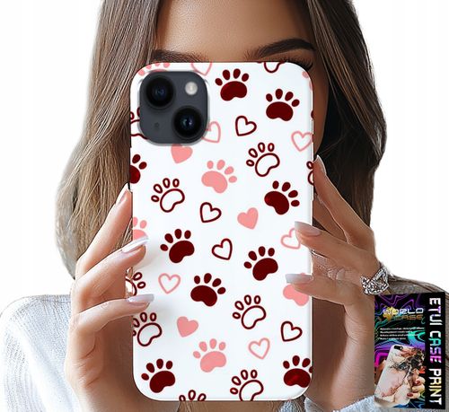 ETUI DO IPHONE 15 PLUS - PSIE ŁAPKI NA BIAŁYM TLE, PIES, KOT, MIŚ na Arena.pl