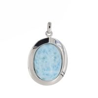Zawieszka z larimarem owalnym w srebrze rodowanym