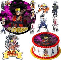 ZESTAW OPŁATEK NA TORT 20CM + 17 POSTACI - NARUTO + IMIĘ 15CM 18CM