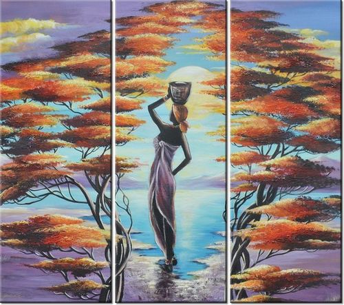 90CM 80 OBRAZ 3 ELEM AFRYKAŃSKA DZIEWCZYNA KOSZEM ŚCIENNY na Arena.pl