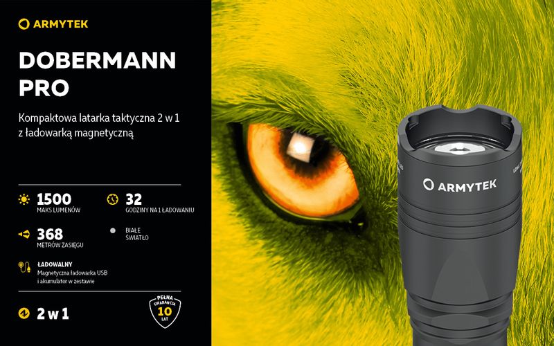 Latarka Armytek Dobermann Pro Magnet USB White zdjęcie 4