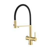 Blue Water Tusar Antyczny Mosiądz Trójdrożna bateria kuchenna z elastyczną wyjmowaną wylewką