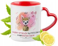 Pies Pieski Kubek Czerwony Z Uszkiem W Kształcie Serca Na Prezent