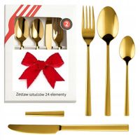 2X KULIG KOMPLET SZTUĆCÓW PIANO SHINY GOLD 24 SZTUKI W PUDEŁKU 1951