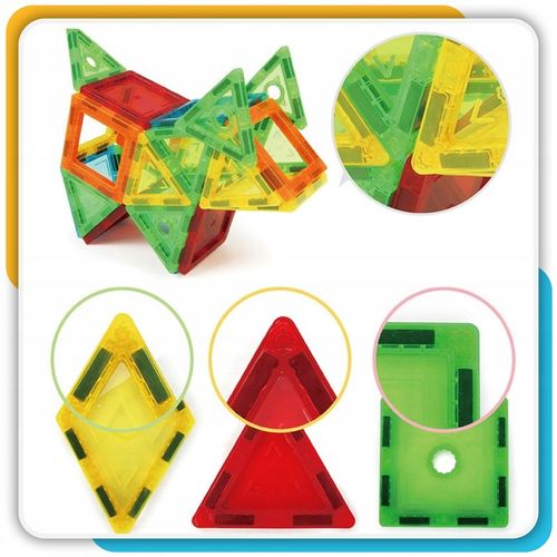 Klocki magnetyczne duże konstrukcyjne 3D zestaw 212 elementów Magnetic -S- na Arena.pl