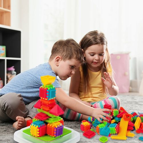 KLOCKI KONSTRUKCYJNE WAFLE JEŻYKI KOLOROWE MOCNE DLA DZIECI WIADERKO XXL na Arena.pl