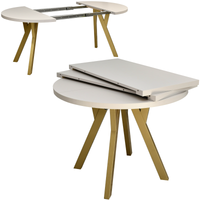 Okrągły stół 100 cm rozkładany do 200 cm blat KASZMIR nogi ZŁOTE do salonu