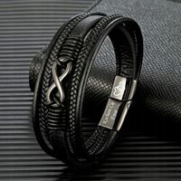 Bransoletka skórzana czarna DLA NIEGO nieskończoność WALENTYNKI