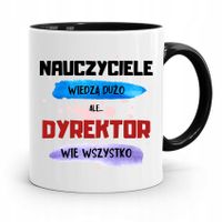 Dla Dyrektora Kubek Czarny Wie Wszystko Prezent Z Nadrukiem Ze Zdjęciem