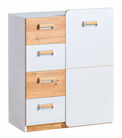 Nowoczesna Komoda 1D4SZ Biała + Dąb Nash 80 cm LONER DL 3 kolory