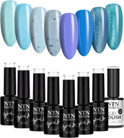 8x NTN Lakier Hybrydowy 5g Limited Edition Blues 1 ZESTAW 9w1
