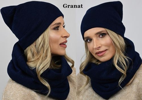 POLSKI Komplet CZAPKA + KOMIN Tunel Szal KOLORY Zestaw damski MODNY na Arena.pl