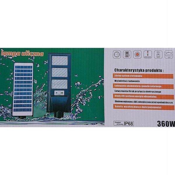 Latarnia solarna LED SMD 360W + pilot + mocowanie zdjęcie 12