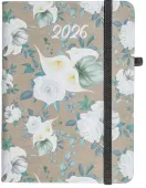 Kalendarz Książkowy 2026 A6 Tygodniowy Flamenco, Białe Kwiaty